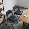 4pcs Elegant Foldable Iron & PVC Chairs for Convention & Exhibition Black