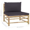 5 Piece Patio Lounge Set with Dark Gray Cushions Bamboo