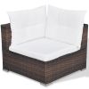 5 Piece Patio Lounge Set with Cushions Poly Rattan Brown