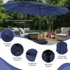 15 Feet Twin Patio Umbrella with 48 Solar LED Lights