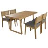 U_Style Multi-person Outdoor Acacia Wood Dining Table and Chair Set, Thick Cushions, Suitable for Balcony, Vourtyard, and Garden.