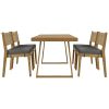 U_Style Multi-person Outdoor Acacia Wood Dining Table and Chair Set, Thick Cushions, Suitable for Balcony, Vourtyard, and Garden.