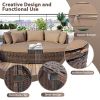 TOPMAX 6-Piece Patio Outdoor Conversation Round Sofa Set, PE Wicker Rattan Separate Seating Group with Coffee Table, Brown