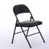 4pcs Elegant Foldable Iron & PVC Chairs for Convention & Exhibition Black