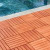 Kaia 6-Slat Reddish Brown Wood Interlocking Deck Tile (Set of 10 Tiles)