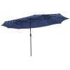 15 Feet Twin Patio Umbrella with 48 Solar LED Lights