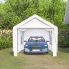 10x20 Heavy Duty Steel Canopy Tent with Roll-up Ventilated Windows, Garage Carport with Removable Sidewall & Doors, White