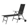 Outdoor Chaise Lounge Chairs Aluminum Adjustable Chair with Wheels for Poolside Beach Patio Reclining Sunbathing Lounger