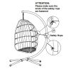 Outdoor Patio Wicker Folding Hanging Chair,Rattan Swing Hammock Egg Chair With C Type Bracket , With Cushion And Pillow