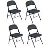 4pcs Elegant Foldable Iron & PVC Chairs for Convention & Exhibition Black