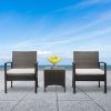 3pcs 2pcs Arm Chairs 1pc Coffee Table Rattan Sofa Set Brown Gradient