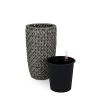 14.6" Self-watering Wicker Planter - Garden Decoration Pot - Gray - Round