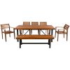 GO Outdoor Wood Dining Set For 7-8 Person, Outdoor Dining Furniture With Removable Cushions, Ergonomic Chairs And Bench, Thicker Table, Nature