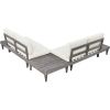 Outdoor 3-Piece Patio Furniture Set Solid Wood Sectional Sofa Set with Coffee Table Conversation Set with Side Table and Cushions; Grey+Beige