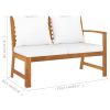 4 Piece Patio Lounge Set with Cushion Cream Solid Acacia Wood