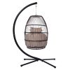 Outdoor Patio Wicker Folding Hanging Chair,Rattan Swing Hammock Egg Chair With C Type Bracket , With Cushion And Pillow