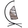 Outdoor Patio Wicker Folding Hanging Chair,Rattan Swing Hammock Egg Chair With C Type Bracket , With Cushion And Pillow