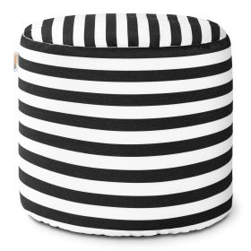 Jaxx Spring Indoor / Outdoor Bean Bag Pouf Ottoman (Color: Black & White Stripes)