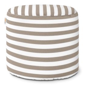 Jaxx Spring Indoor / Outdoor Bean Bag Pouf Ottoman (Color: Taupe Stripes)