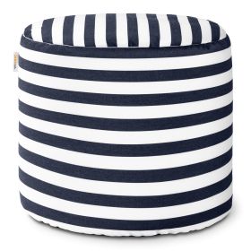 Jaxx Spring Indoor / Outdoor Bean Bag Pouf Ottoman (Color: Navy Stripes)