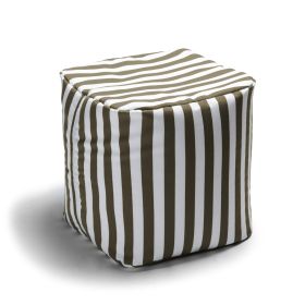 Jaxx Luckie Outdoor Patio Bean Bag Ottoman (Color: Taupe Striped)