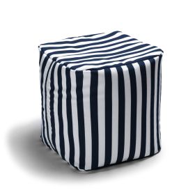 Jaxx Luckie Outdoor Patio Bean Bag Ottoman (Color: Navy Striped)