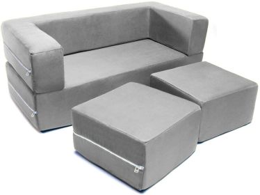 Jaxx Zipline Modular Kids Loveseat & Ottomans (Color: Platinum)