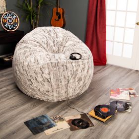 Jaxx 6 Foot Cocoon - Large Bean Bag Chair for Adults, Premium Luxe Faux Fur (Color: Silver Fox)