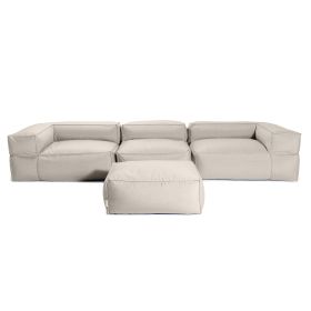 Baya 4 Piece Outdoor Sofa with Ottoman - Luxurious European Style Soft Seating (Color: Silver)