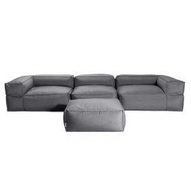 Baya 4 Piece Outdoor Sofa with Ottoman - Luxurious European Style Soft Seating (Color: Charcoal)