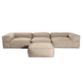 Baya 4 Piece Outdoor Sofa with Ottoman - Luxurious European Style Soft Seating (Color: Ash)