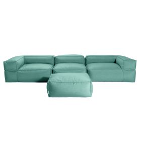 Baya 4 Piece Outdoor Sofa with Ottoman - Luxurious European Style Soft Seating (Color: Breeze)