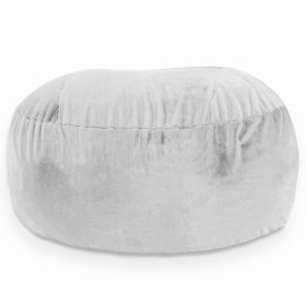 Jaxx Saxx 6 Foot Giant Bean Bag Chair- Premium Faux Rabbit Fur (Color: Silver Rabbit)