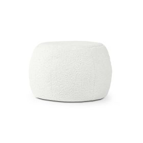 Jaxx Ellis Ottoman Shearling Faux-Lamb Plush Pouf for Modern Interior Design, Small (Color: Cloud)