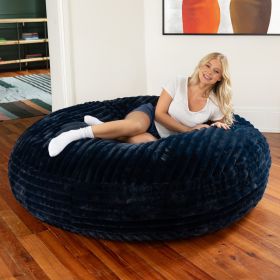 Jaxx 6 Foot Cocoon - Large Bean Bag Chair for Adults, Mondo Fur (Color: Midnight Blue)