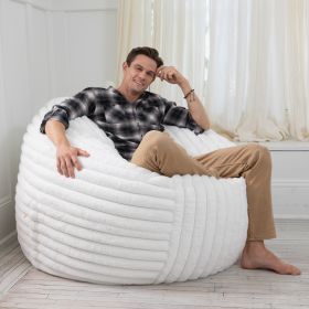 Jaxx Saxx 5 Foot Large Bean Bag w/ Removable Cover, Mondo Fur (Color: Ivory)