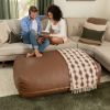 Atrium Collection Lino Ottoman - Oversized Large Couch Ottoman & Foam-Filled Lounger - Faux Leather