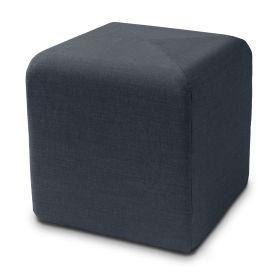 Jaxx Monroe Square Foam Ottoman with Stain Resistant Performance Fabric, Small (18 x 18) (Color: Blue Denim)