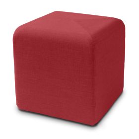 Jaxx Monroe Square Foam Ottoman with Stain Resistant Performance Fabric, Small (18 x 18) (Color: Poppy Red)