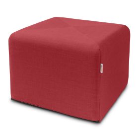 Jaxx Monroe Square Foam Ottoman with Stain Resistant Performance Fabric, Large (24 x 24 x 18) (Color: Poppy Red)