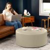 Jaxx Candler Round Couch Ottoman – Oversized Giant Coffee Table & Foot Rest, 36”, Premium Faux Leather