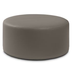 Jaxx Candler Round Couch Ottoman – Oversized Giant Coffee Table & Foot Rest, 36”, Premium Faux Leather (Color: Gunmetal)