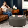 Jaxx Candler Round Couch Ottoman – Oversized Giant Coffee Table & Foot Rest, 36”, Premium Faux Leather