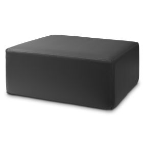 Jaxx Fairlie Couch Ottoman - Oversized Square Foam Coffee Table Ottoman, 36", Premium Faux Leather (Color: Black)