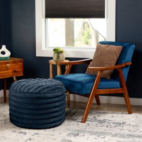 Jaxx Paran Pouf - Fluffy Faux Fur Ottoman for Modern Interior Design - Regular (Color: Midnight Blue)