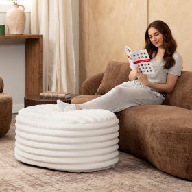 Jaxx Paran Pouf - Fluffy Faux Fur Ottoman for Modern Interior Design - Large (Color: Ivory)