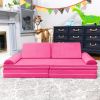 Playscape Deluxe Plush Velvet Kids 6 Piece Modular Couch / Playset