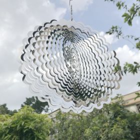 1pc 3D Hanging Wind Spinner Outdoor Decor For 3D Garden Wind Chimes Metal Yard Spinners 3D Stainless Steel Spinner Gifts Tree Of Life 3D Spinner With (Color: Silvery)