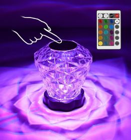 Night Light Bluetooth Speaker 3D Glass Bedside Table Lamp Color LED Night Lamp Touch Control Rechargeable Portable (Color: Diamond Crystal Lamp)