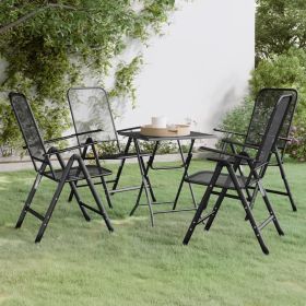 5 Piece Patio Dining Set Expanded Metal Mesh Anthracite (Color: Anthracite)